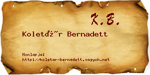 Koletár Bernadett névjegykártya