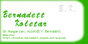 bernadett koletar business card